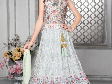 Kids Wedding Designer Ofwhite Fox Georgette Lehenga Choli - Aaradhna Online now