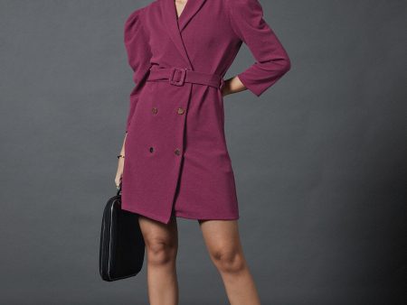 Lyush Women Mauve Puff Sleeves Blazer Dress Discount