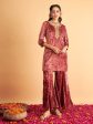 Lyush Women Pink Velvet Sequence Embroidered Short Kurta Hot on Sale