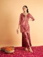 Lyush Women Pink Velvet Sequence Embroidered Short Kurta Hot on Sale