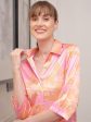 Lyush Women Pink Satin Tropical Print Shirt Dress Fashion