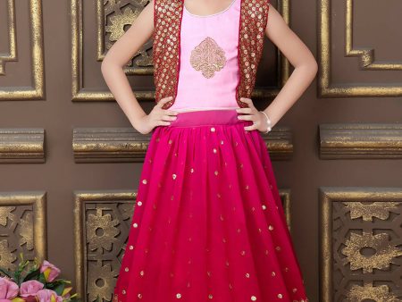 Kids Wedding Designer Pink Georgette Lehenga Choli - Aaradhna Supply