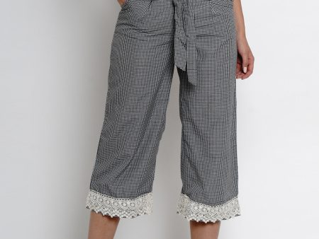 Women s Black & White Checked Loose Culottes - Bhama Hot on Sale