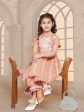 Girls Peach Floral Embroidered Kurta With Sharara for Kids - Bhama Sale