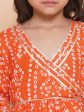 Girls Orange Bandhani Printed With Gotta Patti Lace Kurta With Sharara for Kids - Bhama Fashion