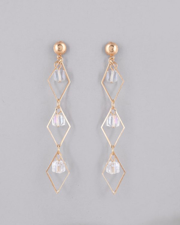 VOJ Women Gold Plated Flower Beads Drop Studs Earrings Fashion