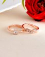 VOJ Stainless Steel Cubic Zirconia Rose Gold Plated Adjustable Ring Set for Couple Online Sale