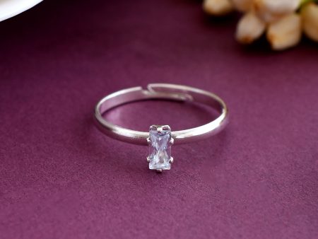 VOJ white CZ-detail Stainless Steel Cubic Zirconia Silver Plated adjustable finger Ring Online Hot Sale