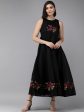 Women s Black Embroidered Chanderi Silk Maxi Dress - Bhama Sale