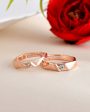 VOJ Stainless Steel Cubic Zirconia Rose Gold Plated Adjustable Ring Set for Couple For Sale