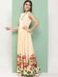 Women s Beige Printed Long Dress With Waist Belt - Bhama Sale