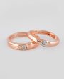 VOJ Stainless Steel Cubic Zirconia Rose Gold Plated Adjustable Ring Set for Couple Hot on Sale