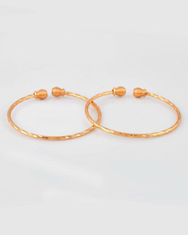 VOJ Stainless Steel Gold-plated Bangle Set (Pack of 2) Cheap