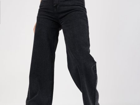 Lyush Women Black Bone Pocket Straight Jeans on Sale