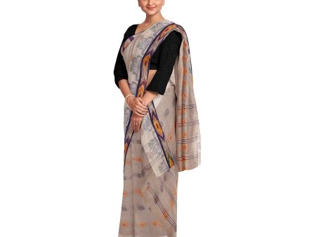 Exclusive Collection 100% Pure Cotton Beige Tant Saree With Hand Weaving Work Supply