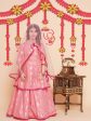 Girls Peach Foil Printed Lace Work Lehenga,Choli With Dupatta. for Kids - Bhama Hot on Sale