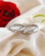 VOJ Stainless Steel Cubic Zirconia Silver Plated Adjustable Ring Set for Couple Supply