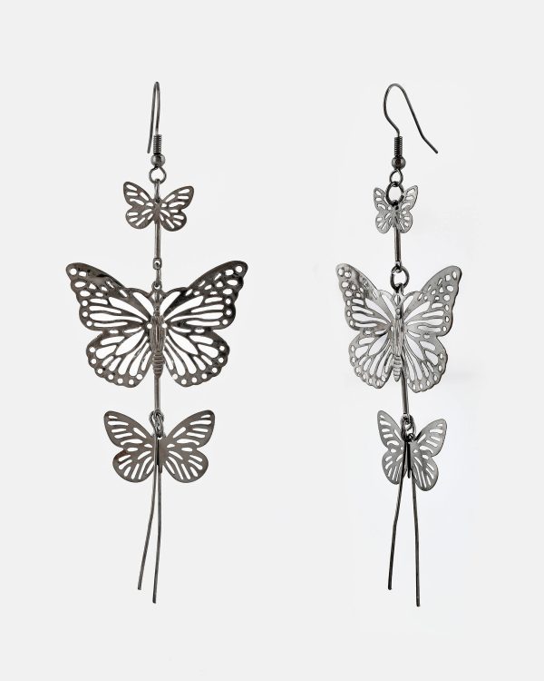 VOJ Women Rhodium-Plated Butterfly style Stainless Steel Drops & Danglers Earrings Supply