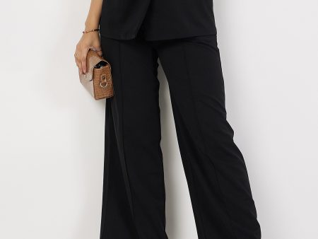 Lyush Women Black Front Dart Palazzo Pants Sale