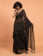 Suta Black Woven Zari Striped Pure Handloom Cotton Saree Online