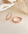 VOJ Stainless Steel Cubic Zirconia Rose Gold Plated Adjustable Ring Set for Couple Hot on Sale