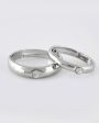 VOJ Stainless Steel Cubic Zirconia Silver Plated Adjustable Ring Set for Couple Supply