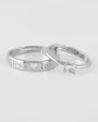 VOJ Stainless Steel Cubic Zirconia Silver Plated Adjustable Ring Set for Couple Sale