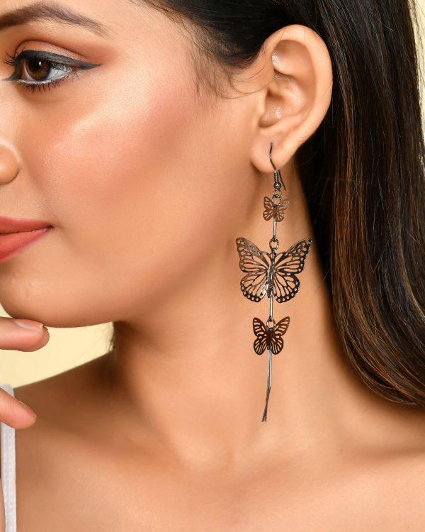 VOJ Women Rhodium-Plated Butterfly style Stainless Steel Drops & Danglers Earrings Supply