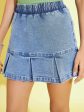 Lyush Kids Girls Blue Acid Wash Denim Hem Pleated Skorts Online Hot Sale