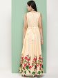 Women s Beige Printed Long Dress With Waist Belt - Bhama Sale