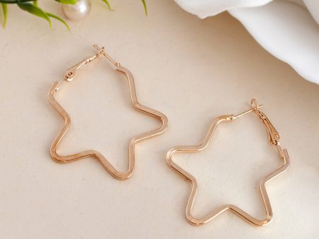 VOJ Women Gold Tonned Star Shape Hoop Stainless Steel Earrings Supply