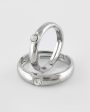 VOJ Stainless Steel Cubic Zirconia Silver Plated Adjustable Ring Set for Couple Supply