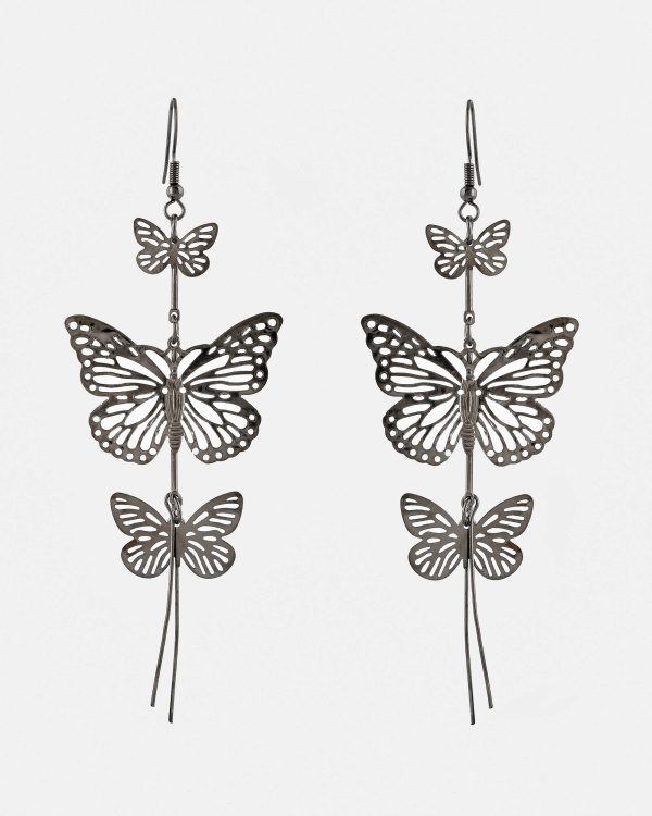 VOJ Women Rhodium-Plated Butterfly style Stainless Steel Drops & Danglers Earrings Supply