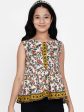 Girls Off White & Yellow Ethnic Printed Peplum Top for Kids - Bhama Online Sale