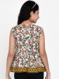 Girls Off White & Yellow Ethnic Printed Peplum Top for Kids - Bhama Online Sale