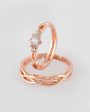 VOJ Stainless Steel Cubic Zirconia Rose Gold Plated Adjustable Ring Set for Couple Hot on Sale