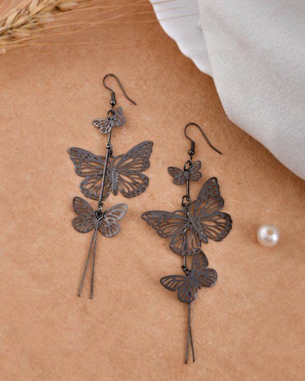 VOJ Women Rhodium-Plated Butterfly style Stainless Steel Drops & Danglers Earrings Supply